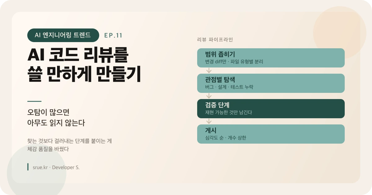 AI 코드 리뷰를 쓸 만하게 만들기: 오탐이 많으면 아무도 읽지 않는다